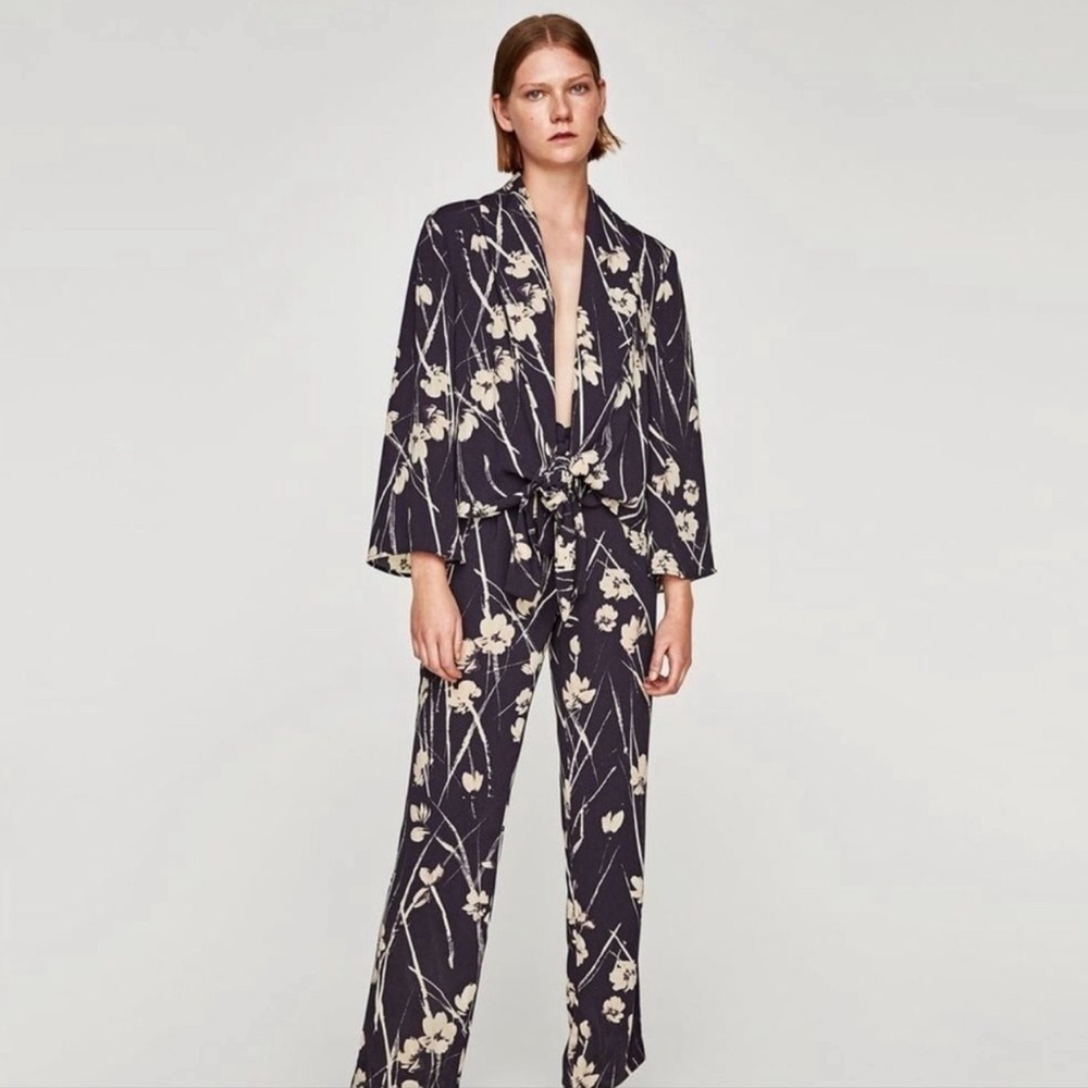 Zara Floral Black Jumpsuit